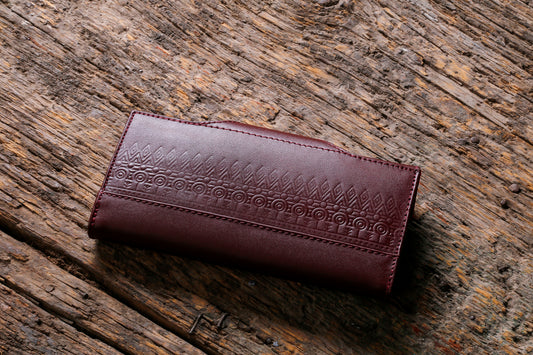 Tribal genuine leather purse (Burgundy)